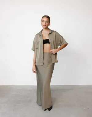 Morena Maxi Skirt (Dusty Olive)