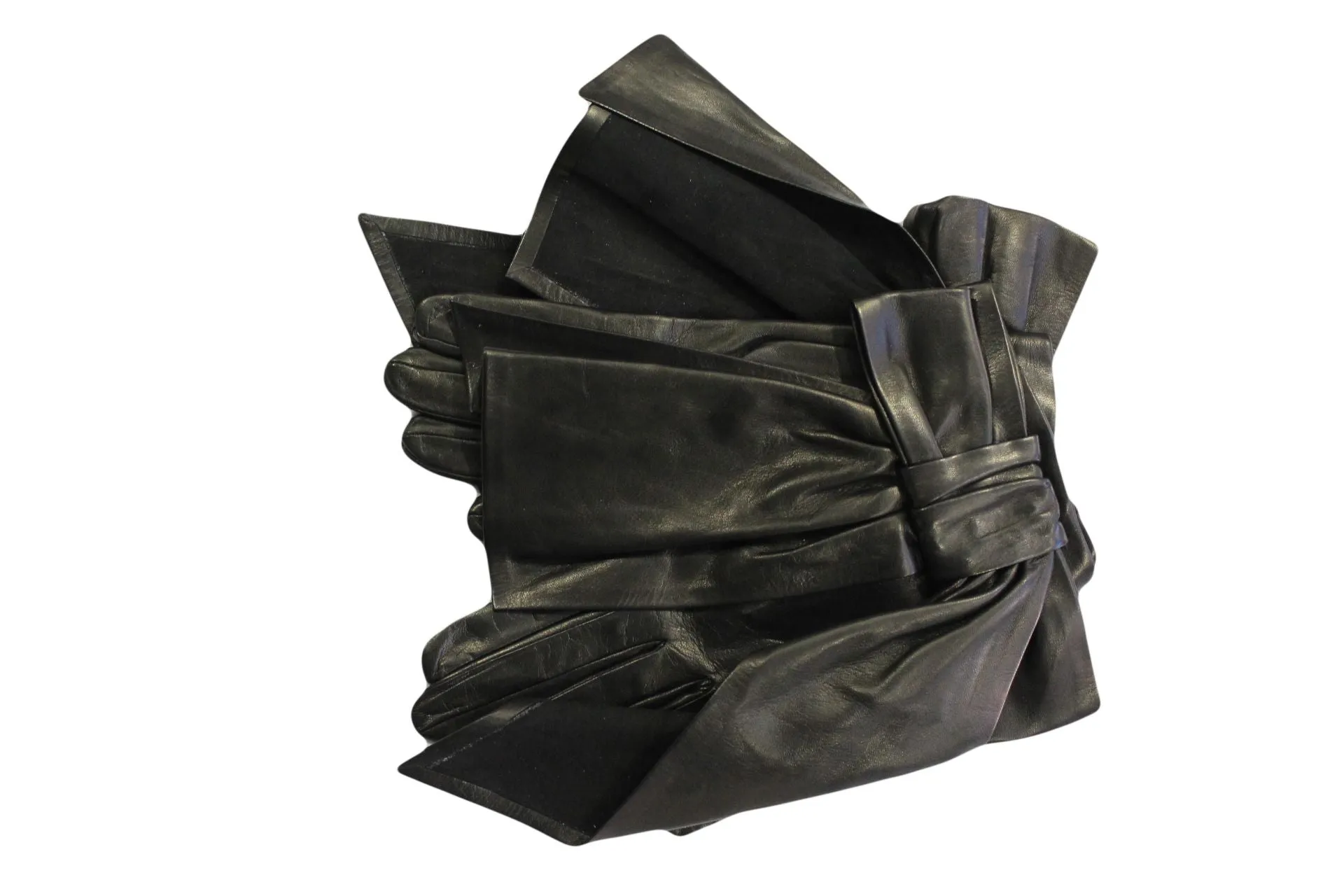 Mouchette - Women's Oversized Bow Silk Lined Leather Gloves