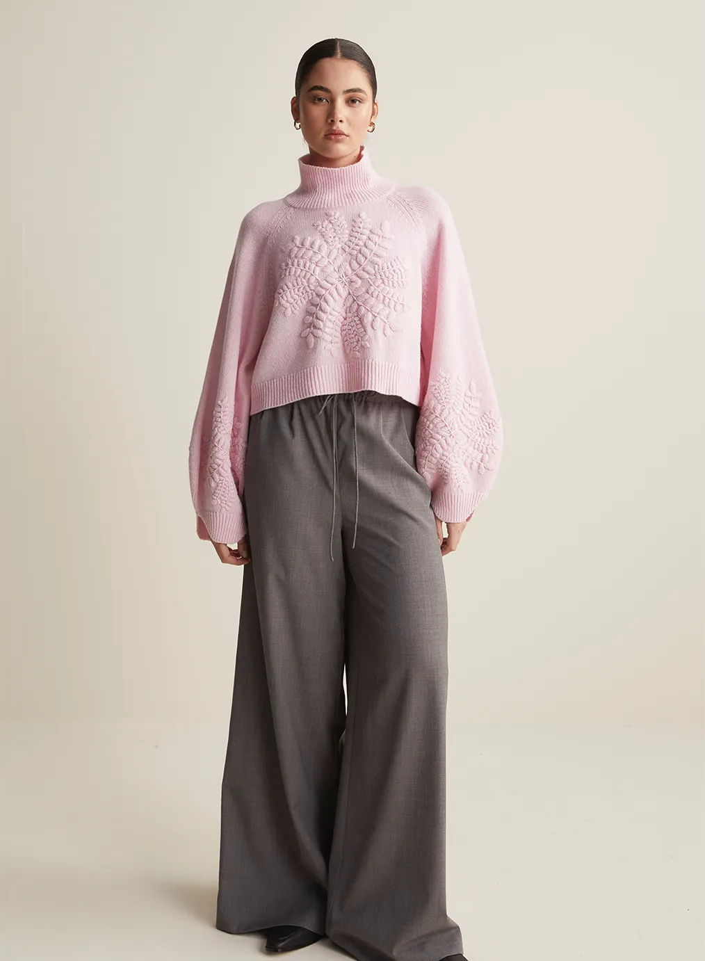 Natasha Wool Embroidery Knit | Dahlia Pink Marle