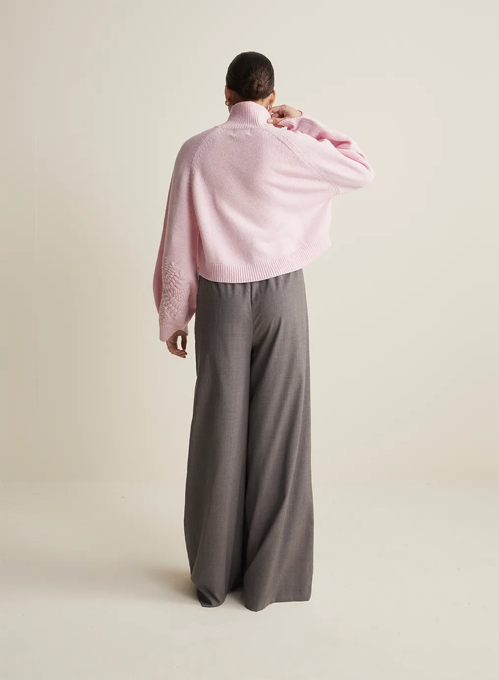 Natasha Wool Embroidery Knit | Dahlia Pink Marle