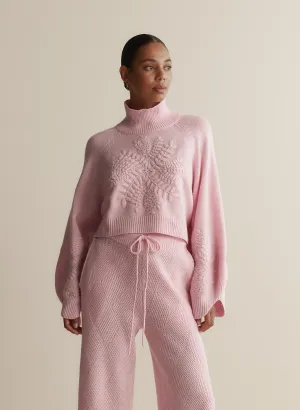 Natasha Wool Embroidery Knit | Dahlia Pink Marle