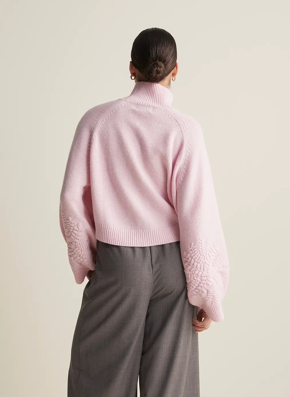 Natasha Wool Embroidery Knit | Dahlia Pink Marle