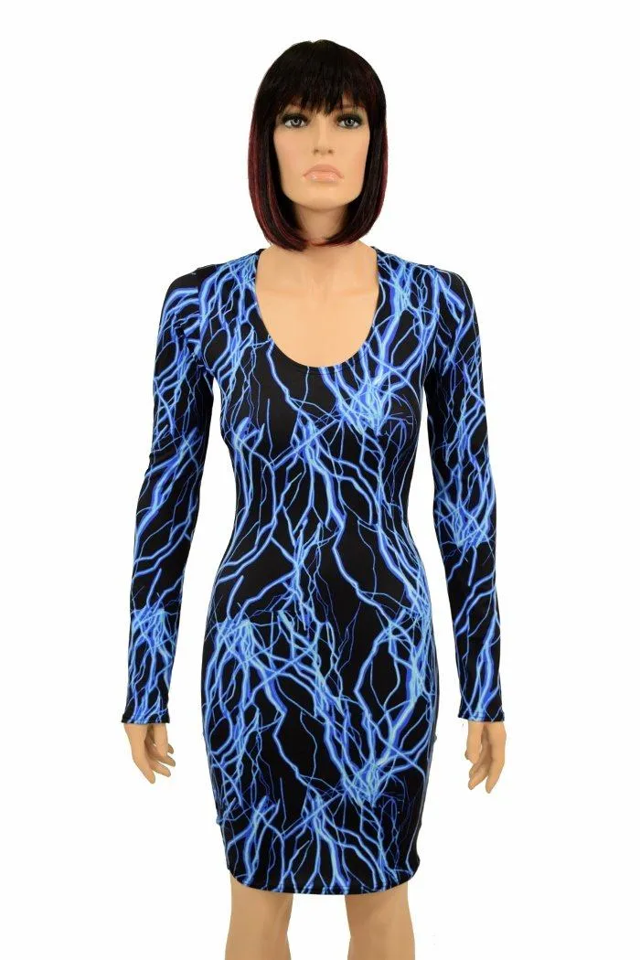 Neon Lighting Long Sleeve Bodycon Dress