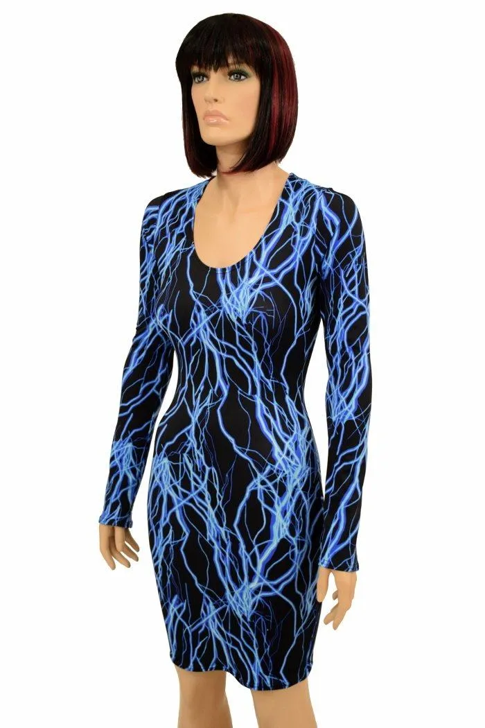 Neon Lighting Long Sleeve Bodycon Dress