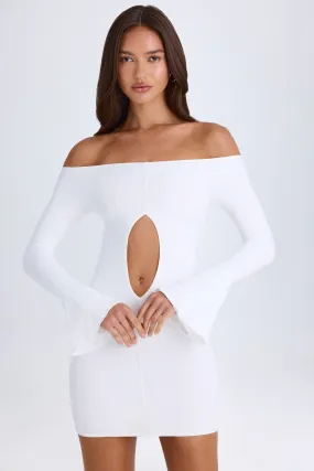 Off-Shoulder Cut-Out Mini Dress in White