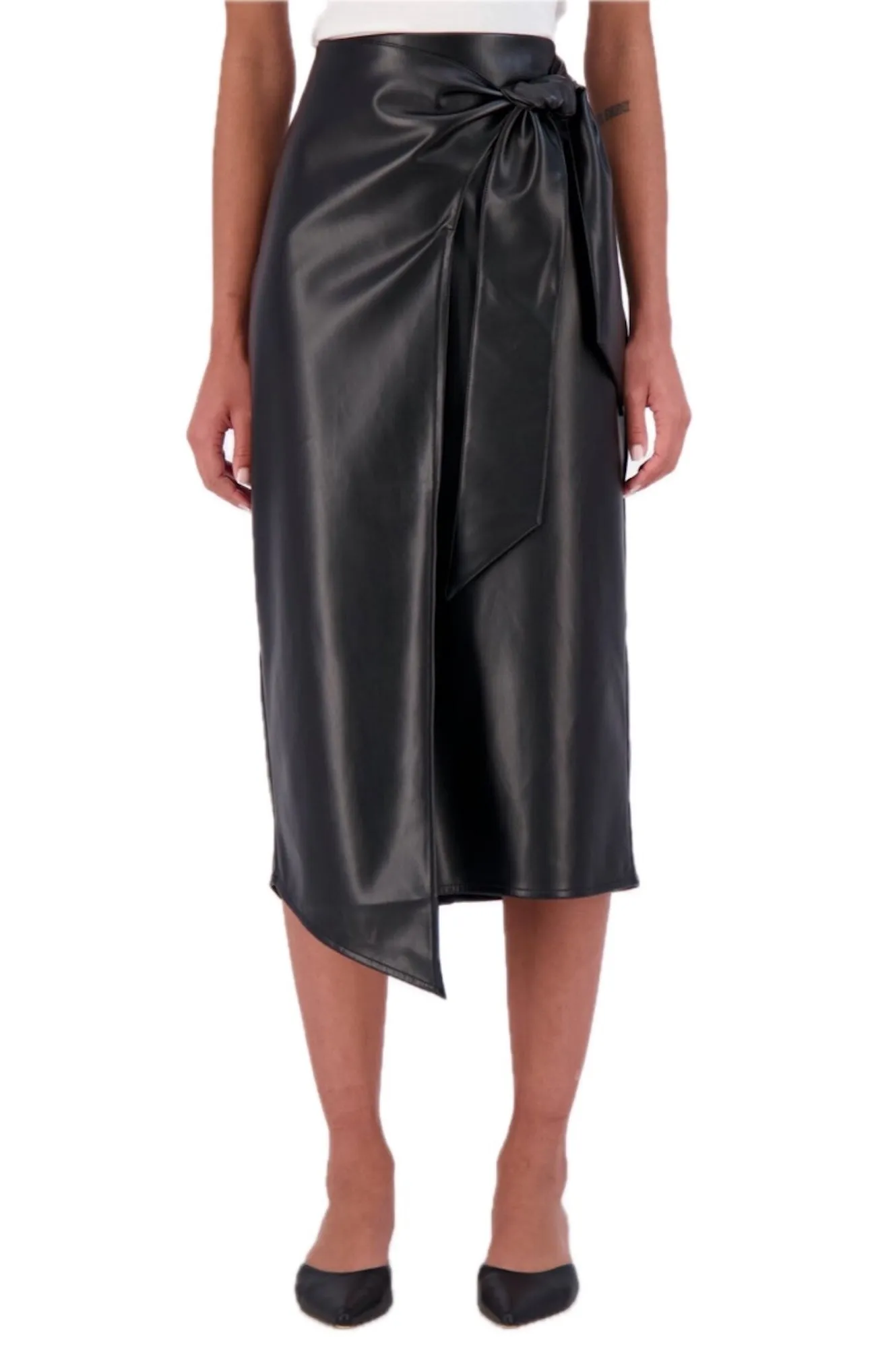 Ookie & Lala Super soft vegan leather side tie maxi skirt