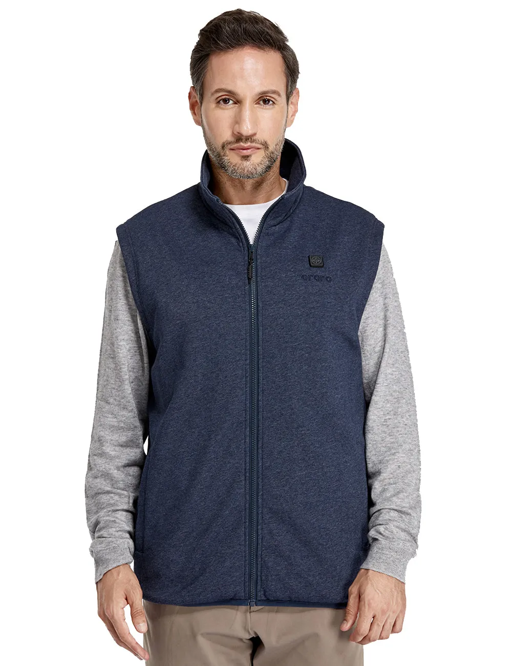 (Open-box) Men's Heated Fleece Vest - Blue (Battery Set Not Included)