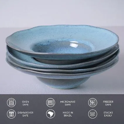 Organic Breeze Deep Rim 11" Stoneware Plate Set