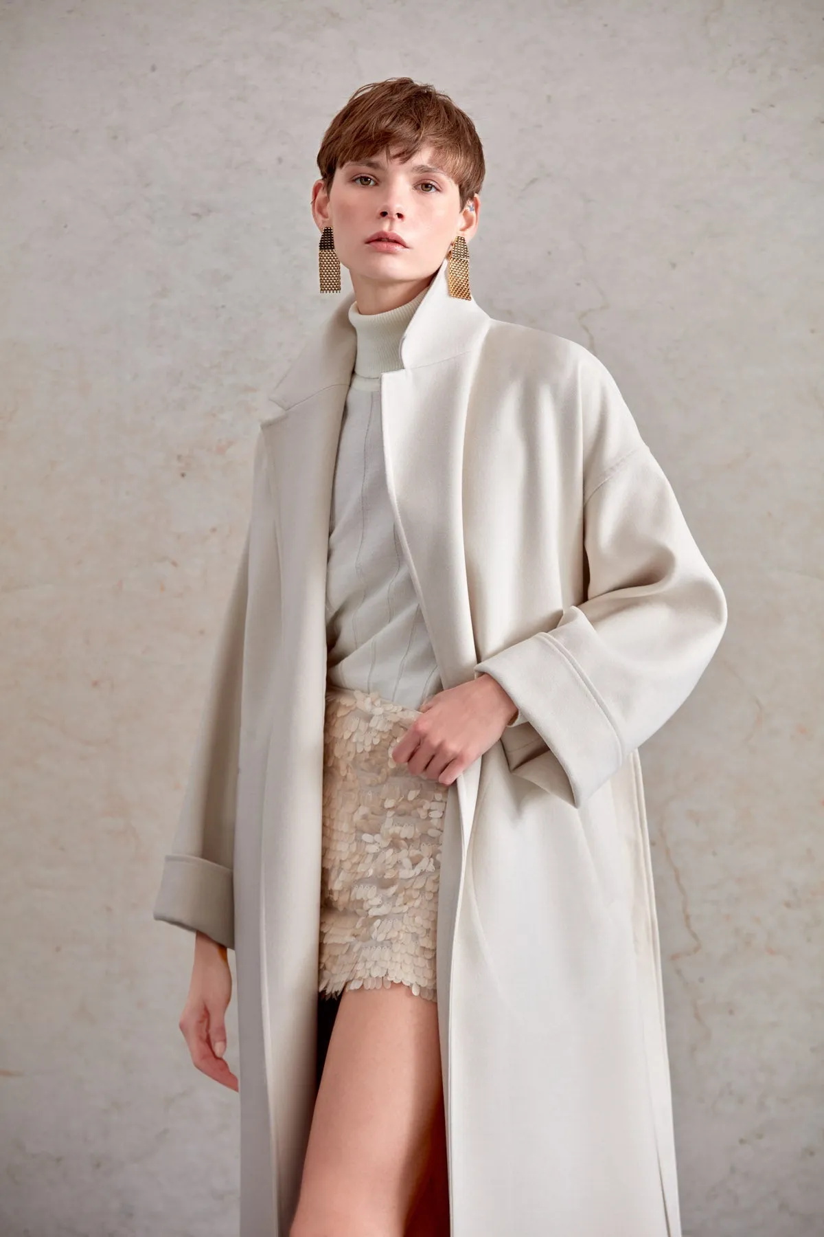 Oversize Michelle Belted Peak Lapel Coat