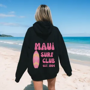 Oversized Maui Surf Club Beach Hoodie Sweatshirt for Women