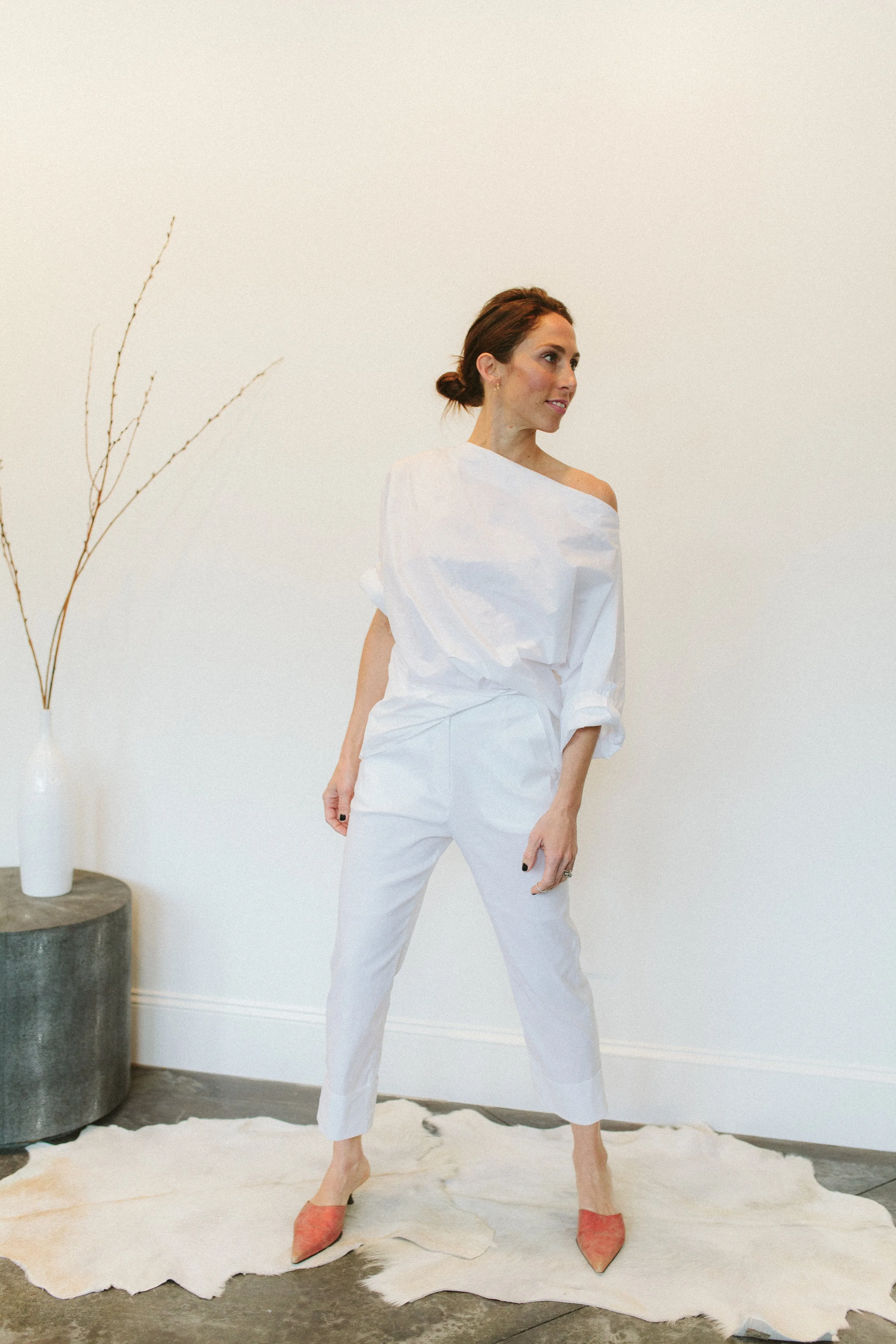 Peter O. Mahler Straight Pant with Wide Cuff White