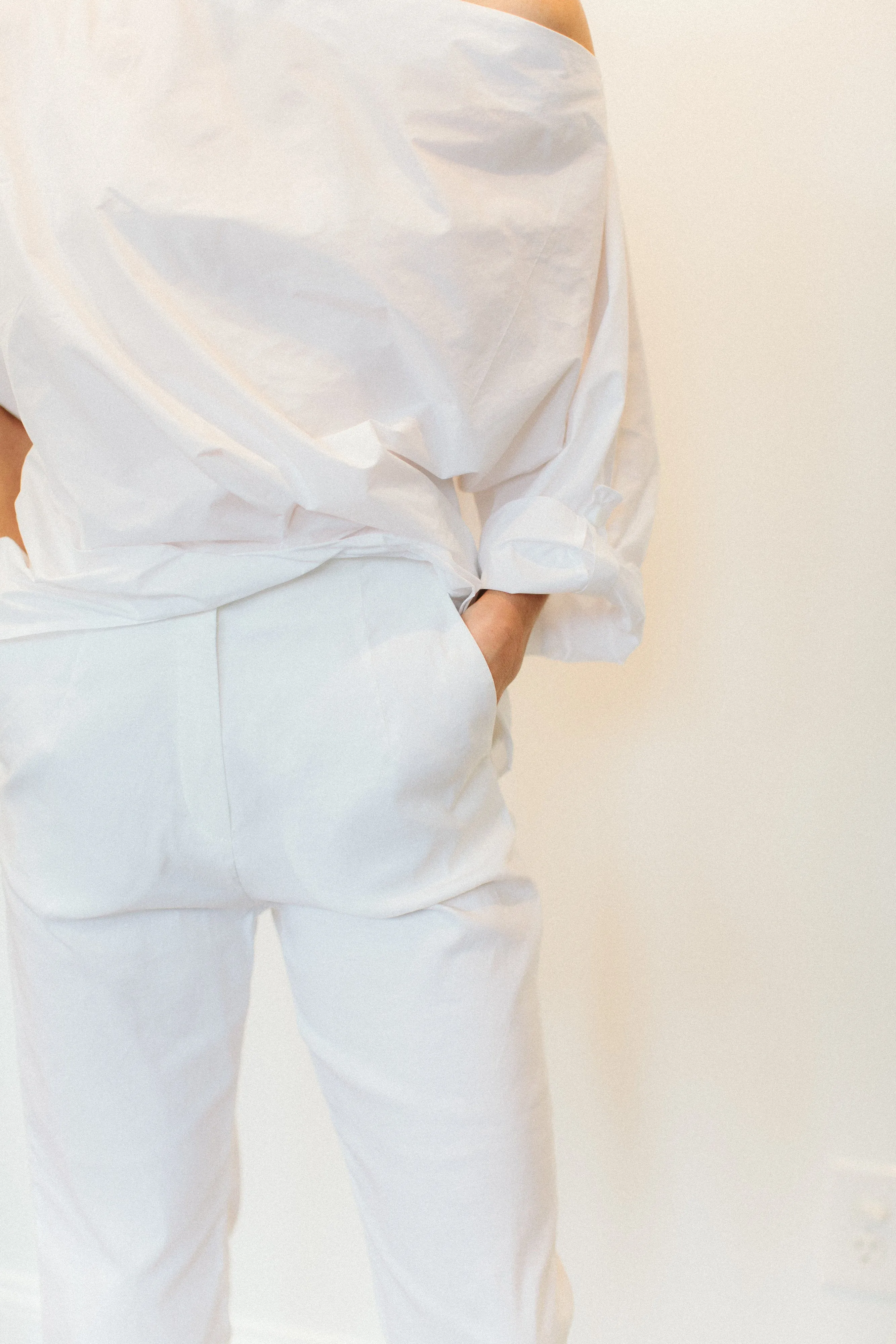 Peter O. Mahler Straight Pant with Wide Cuff White