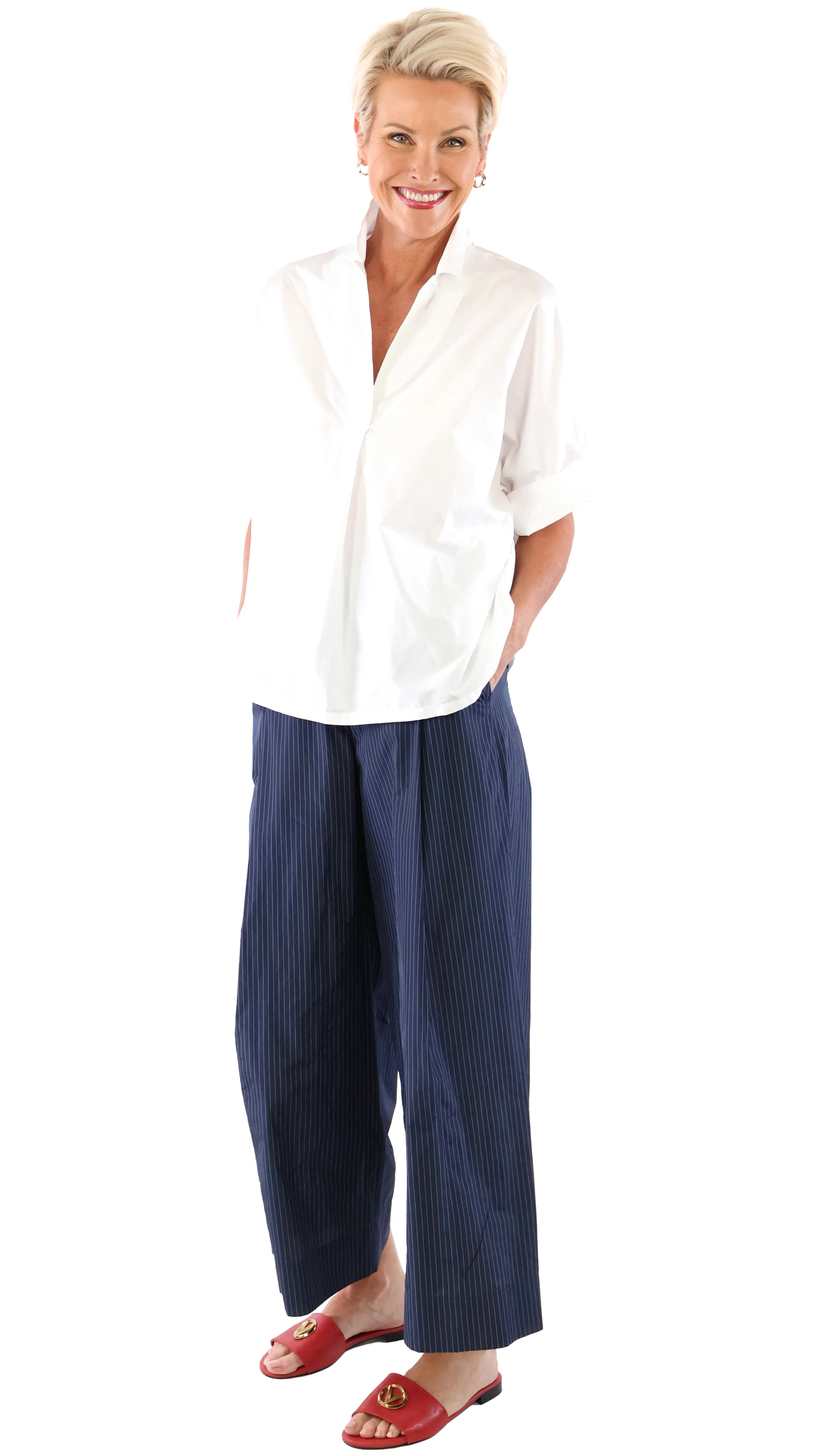 Pinstripe Pants - Navy