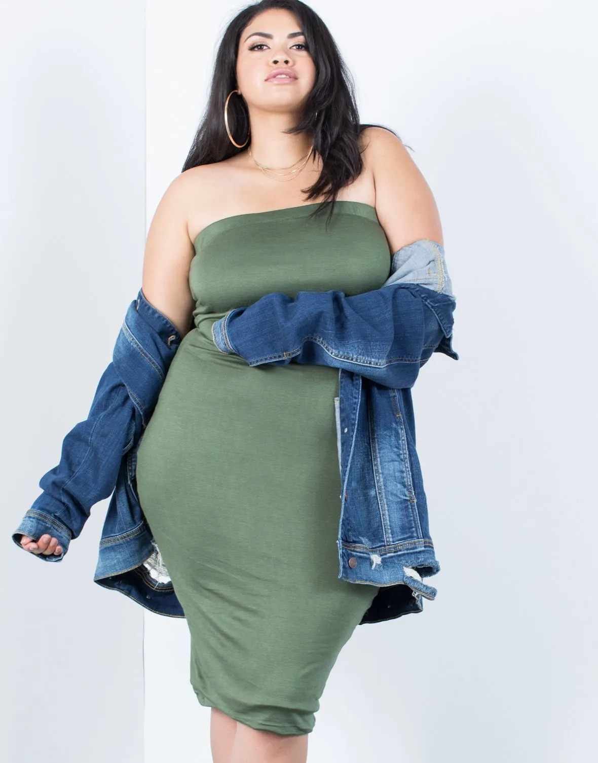 Plus Size Strapless Bodycon Dress