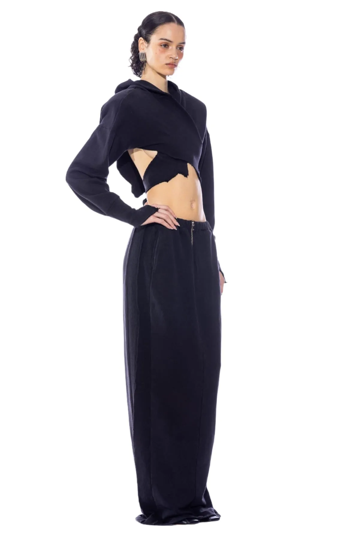 PORTERHOUSE MAXI SKIRT IN BLACK TERRY