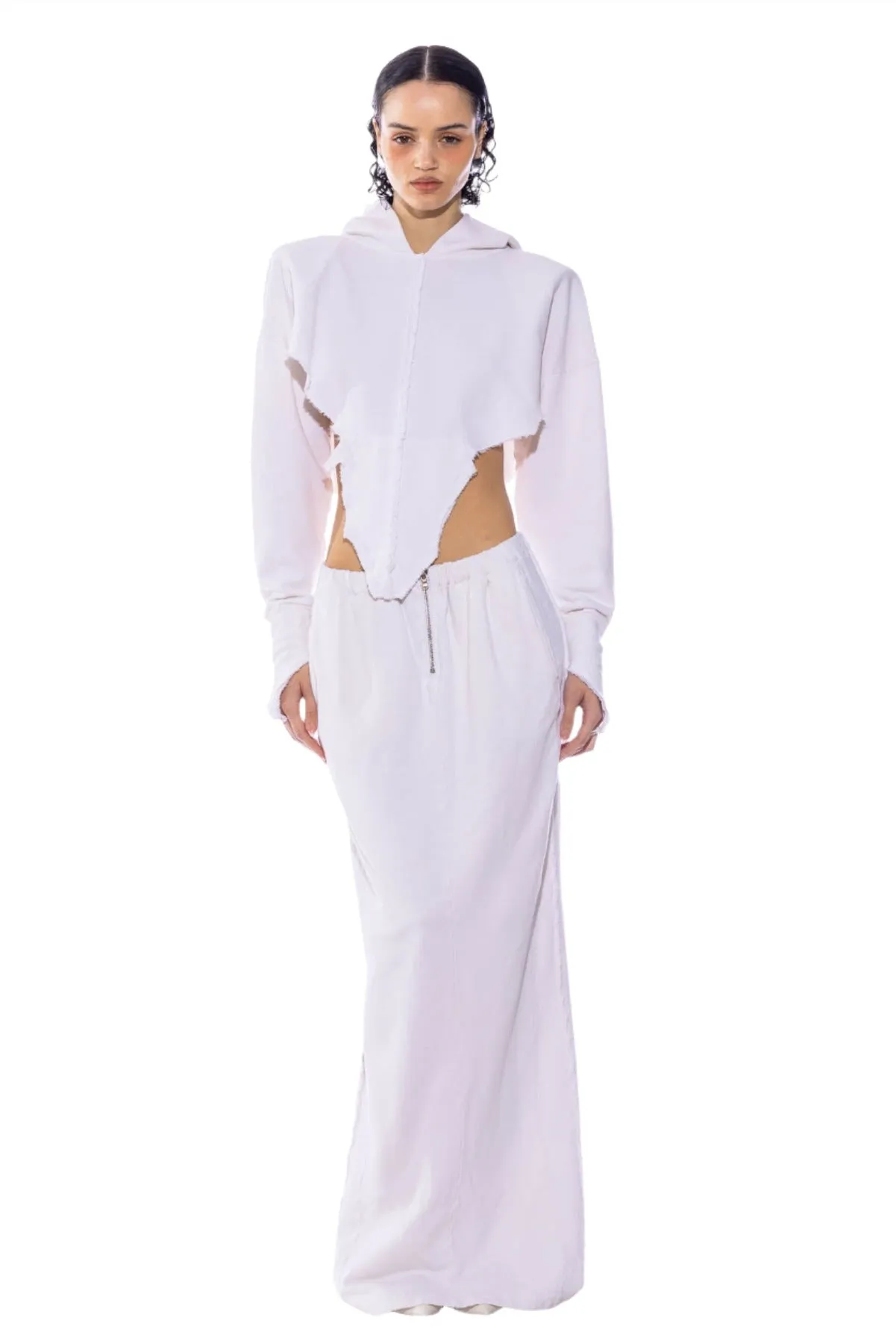 PORTERHOUSE MAXI SKIRT IN WHITE TERRY