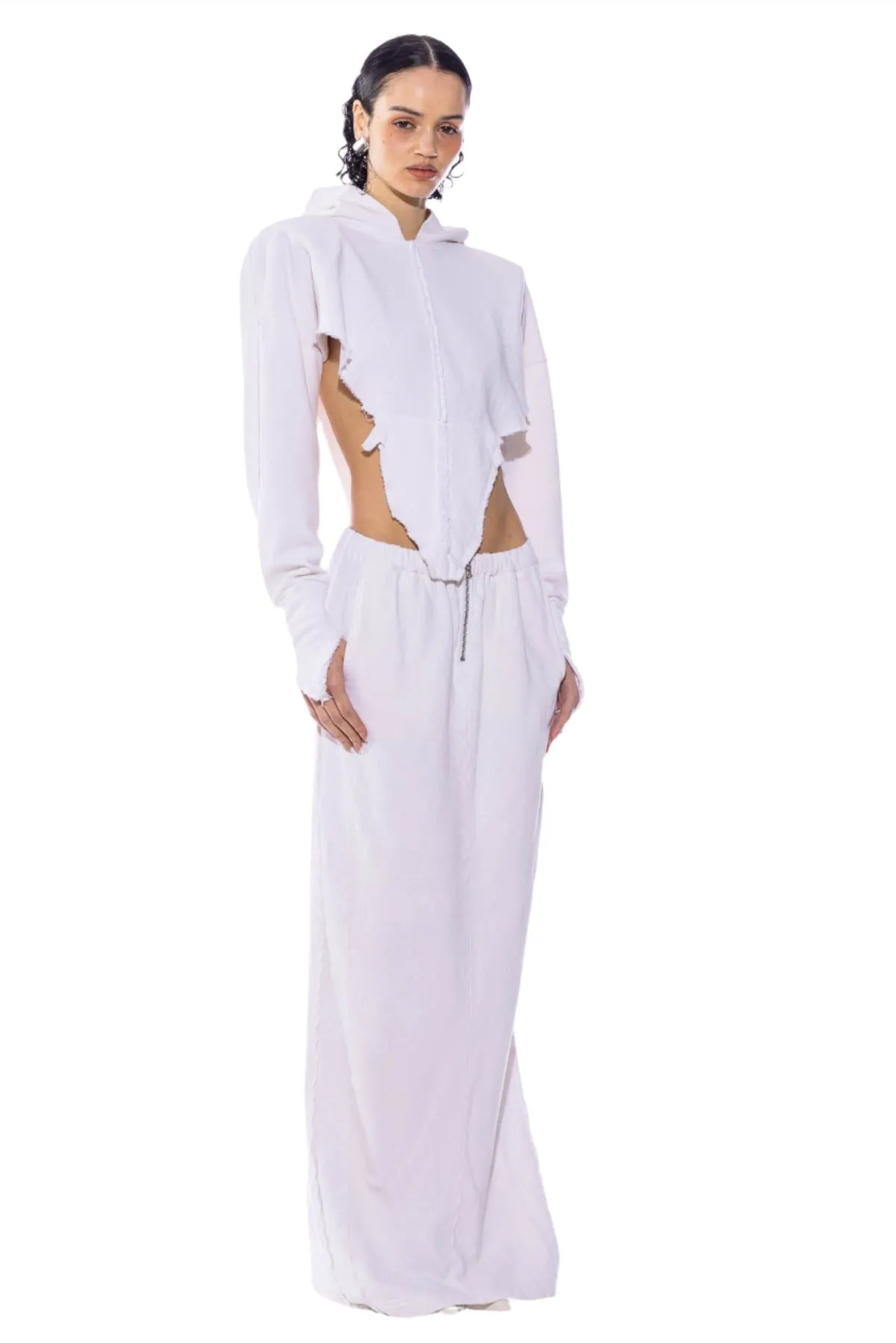 PORTERHOUSE MAXI SKIRT IN WHITE TERRY