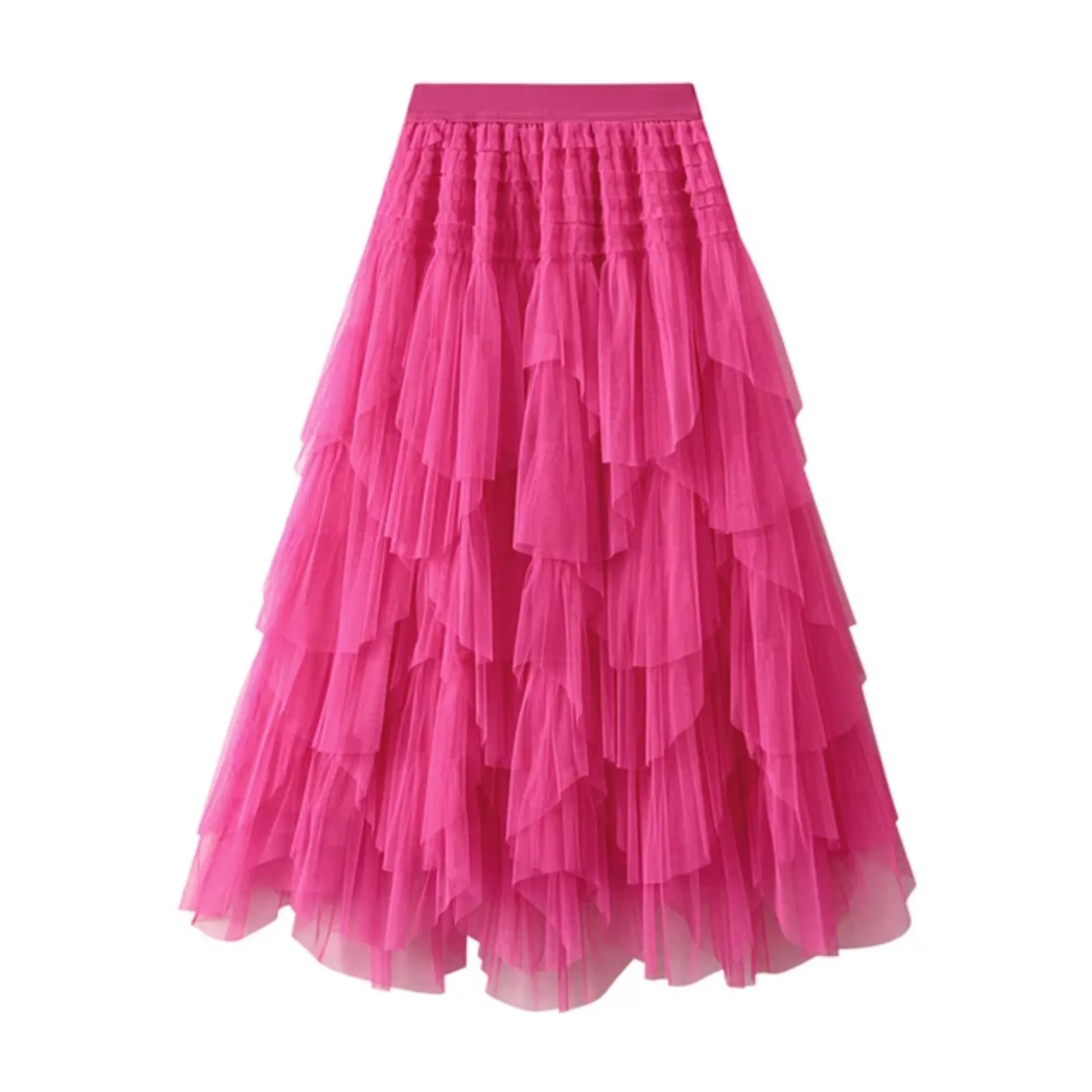 Pre Order:  Irregular Mesh A-Line Pleated Maxi Skirt