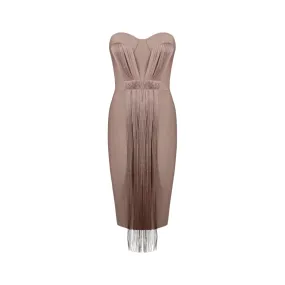 Pre Order:  Strapless Fringe Hip Wrapped Dress