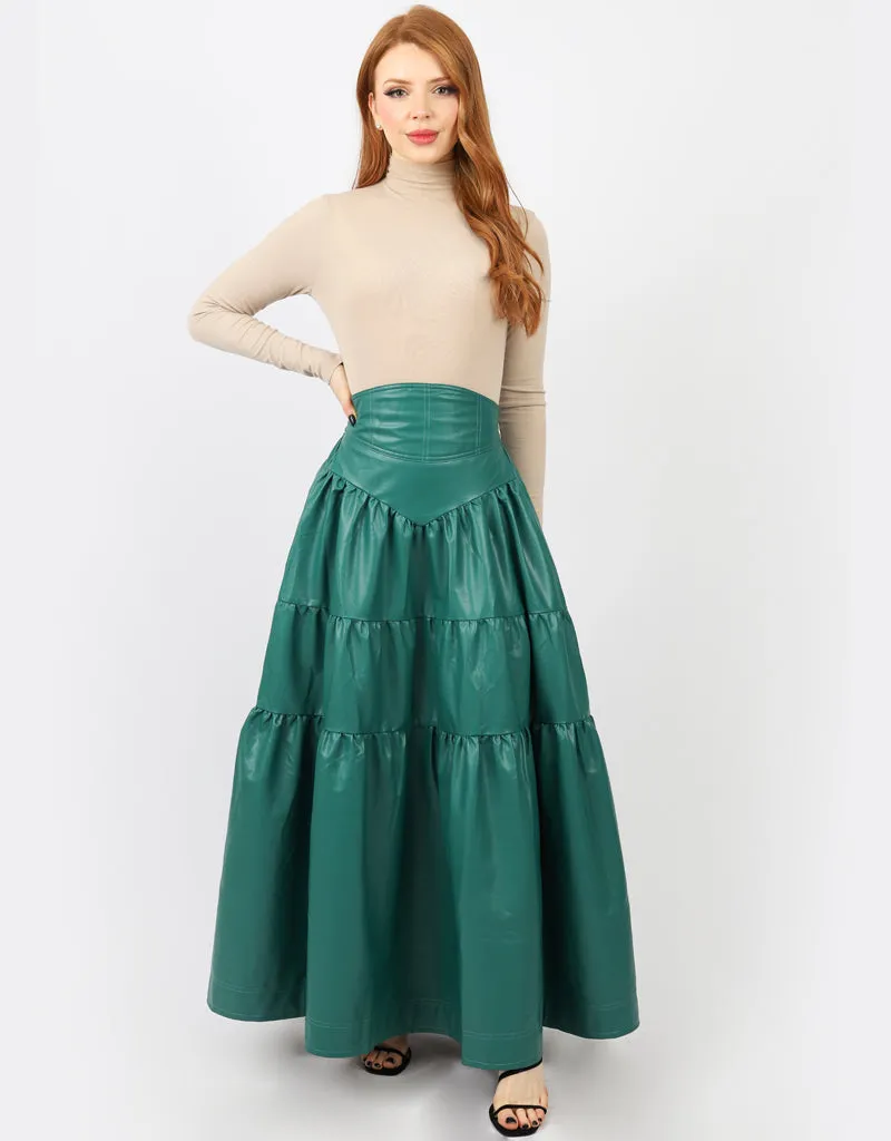 PU Tiered Skirt