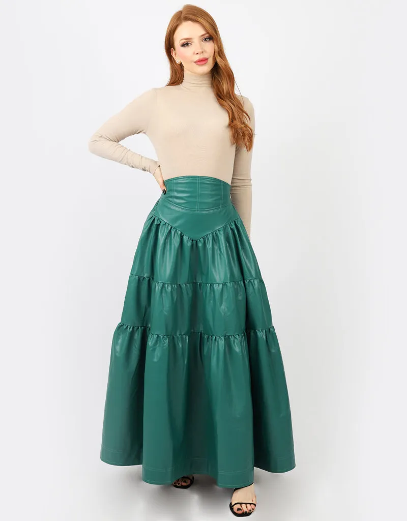 PU Tiered Skirt