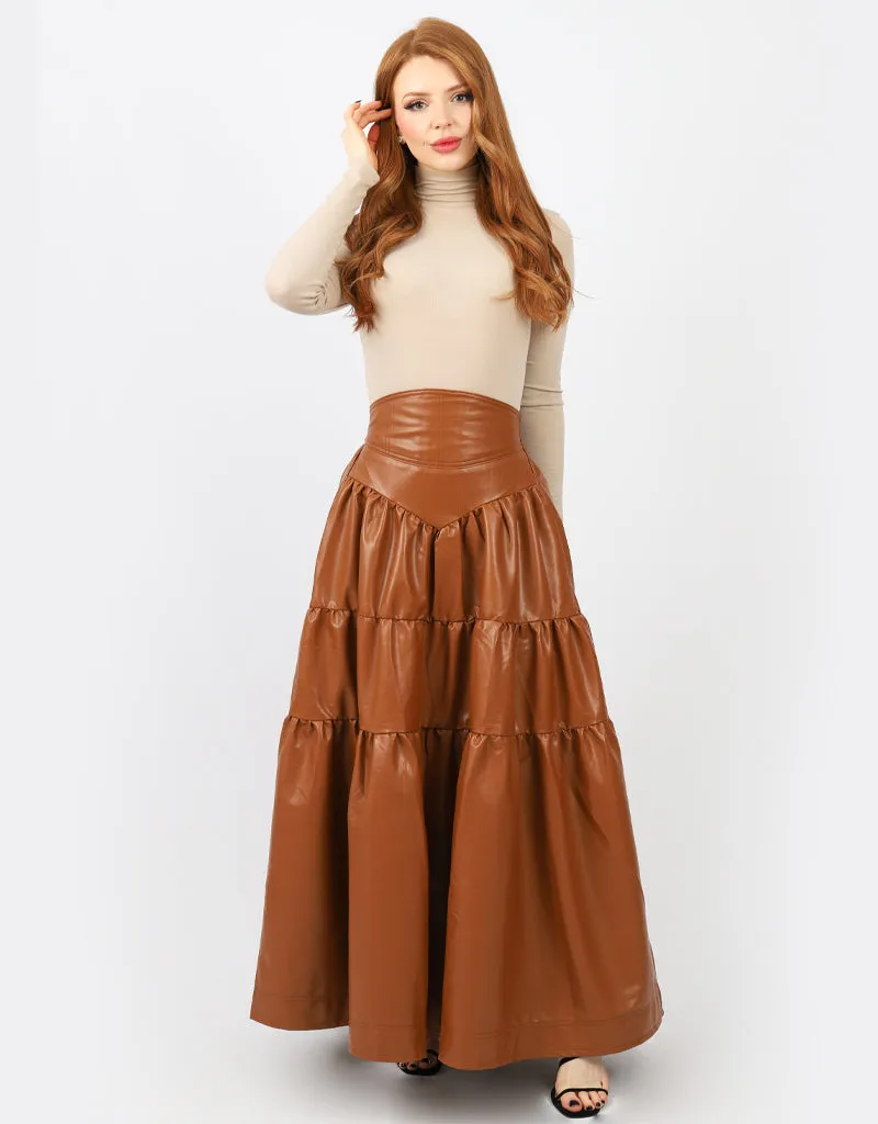 PU Tiered Skirt