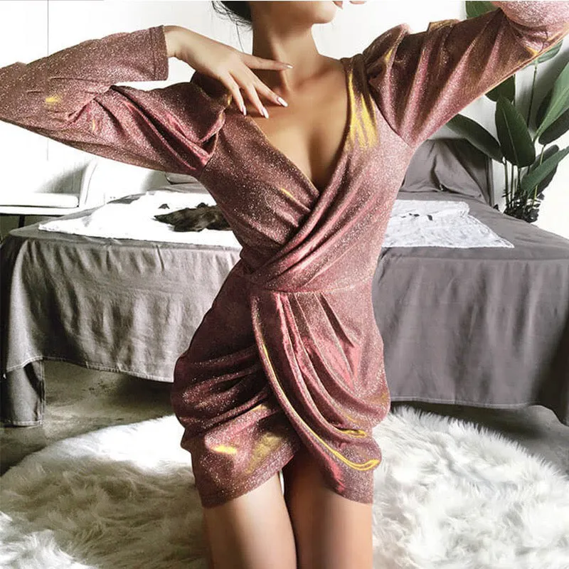 Puff Sleeve Slit Bodycon Dress