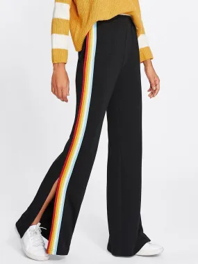 Rainbow Tape Side Split Pants