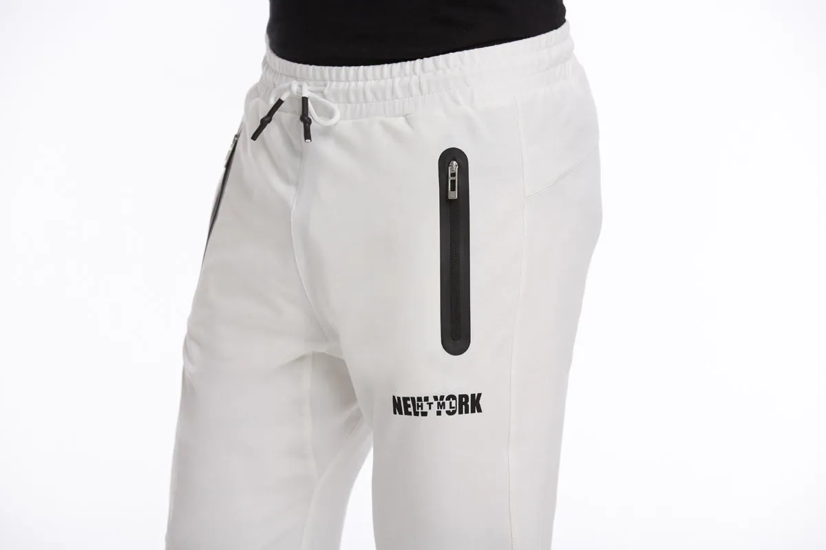 Regular Fit Cotton Blend White Sweatpants