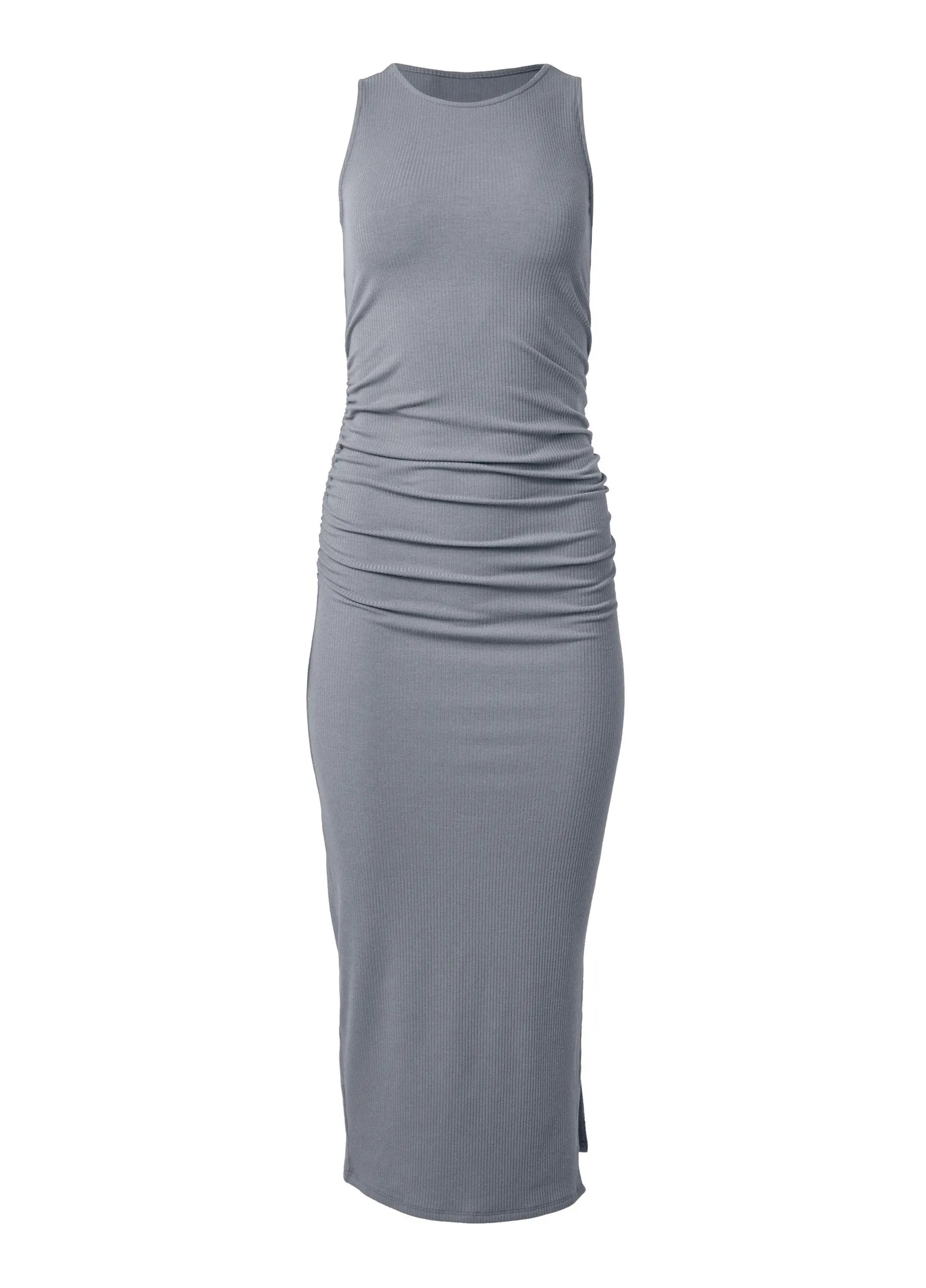 Ribbed Bodycon Midi Dress - Seafog