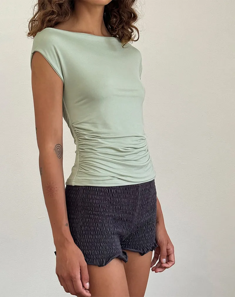 Ritala Shirred Micro Shorts in Beluga Grey