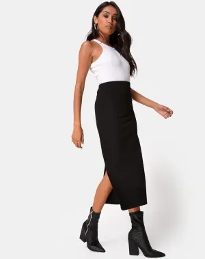 Rollie Midi Skirt in Jumbo Rib Black