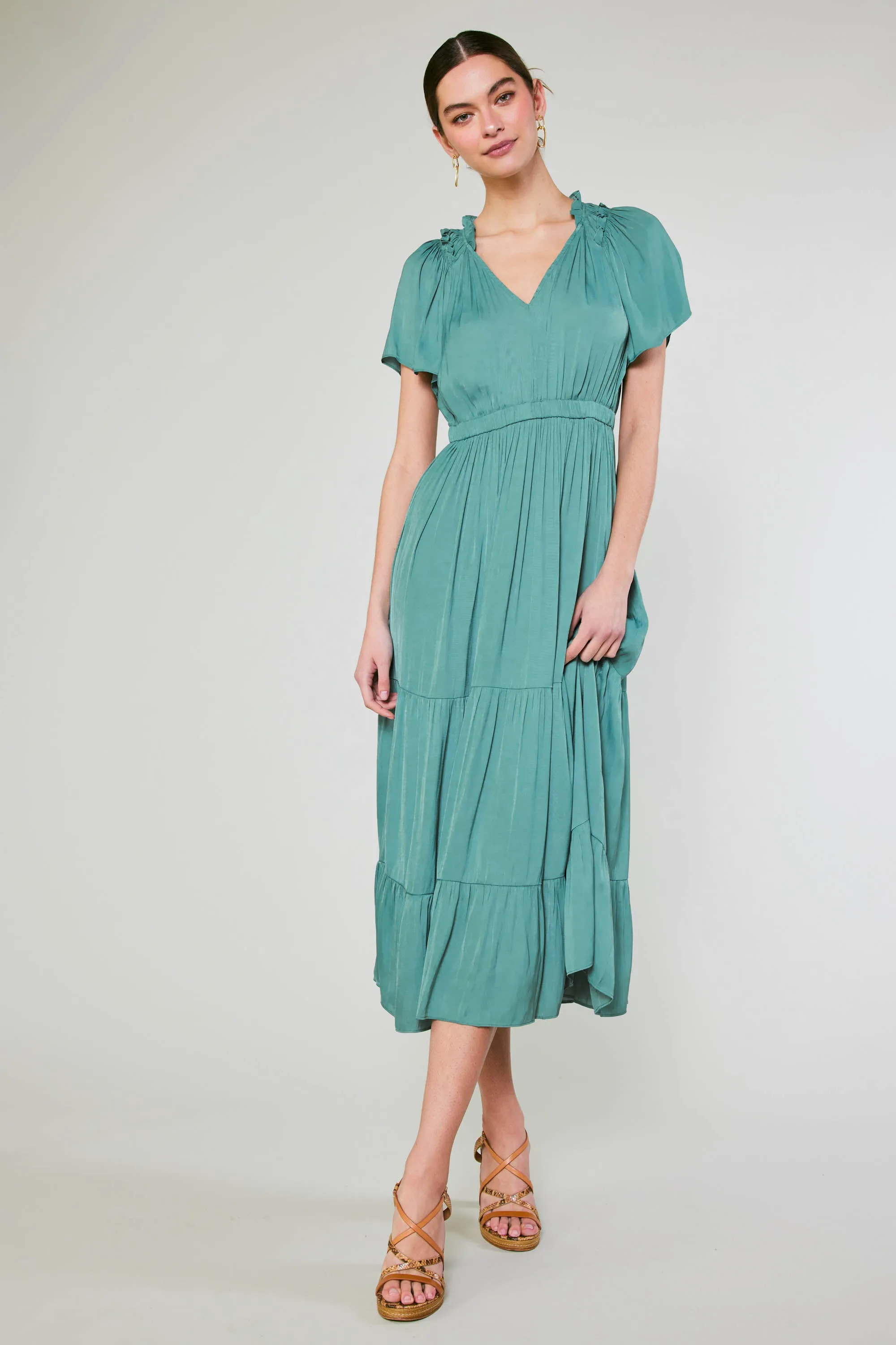 Ruffled Collar Maxi Dress