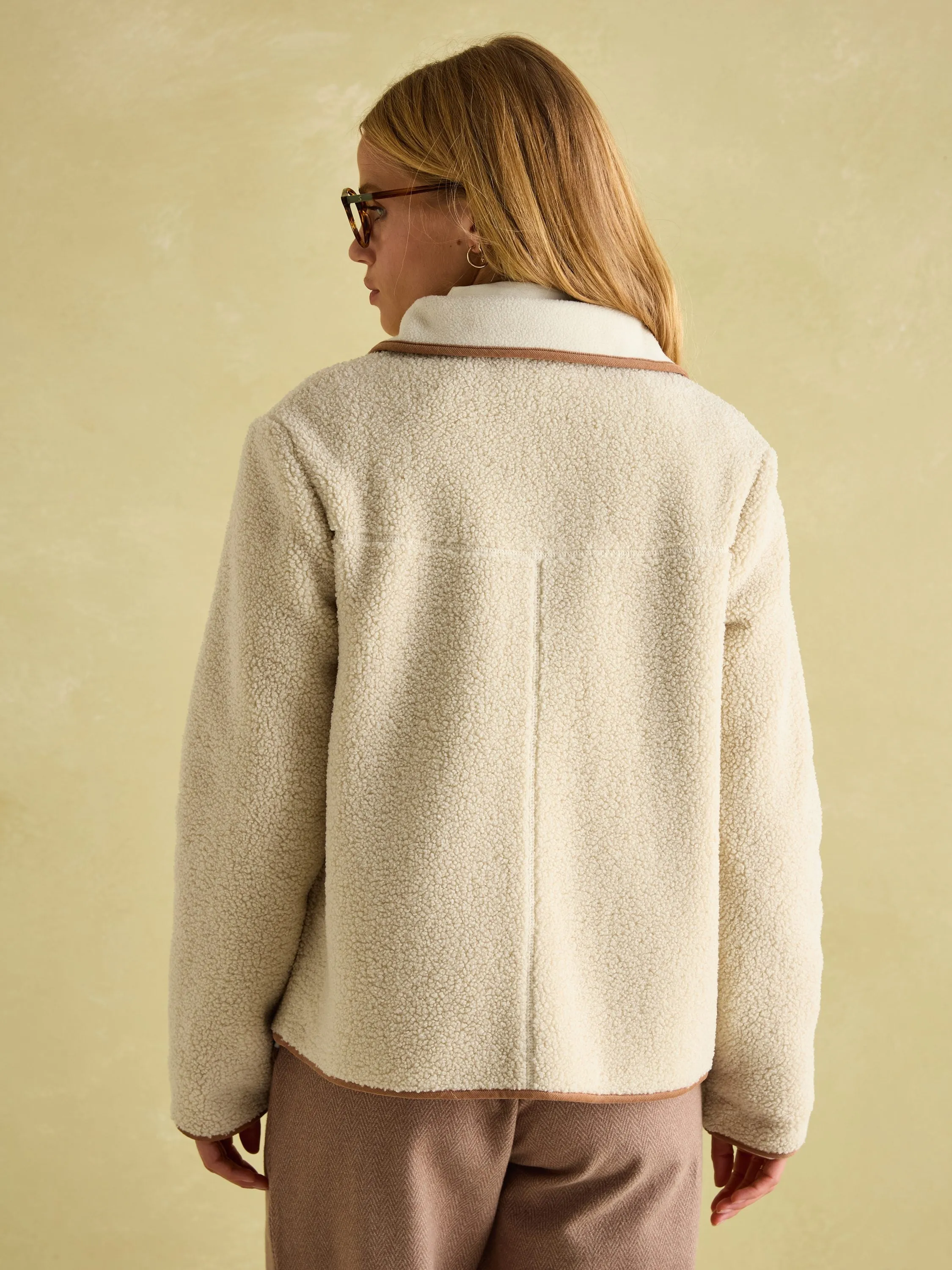 Sadie Cream Button Down Fleece Jacket