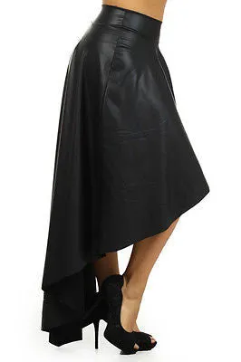 Sexy Plus Size Skirt Faux Leather High Waist New Hi Lo Midi Maxi Stretch Long