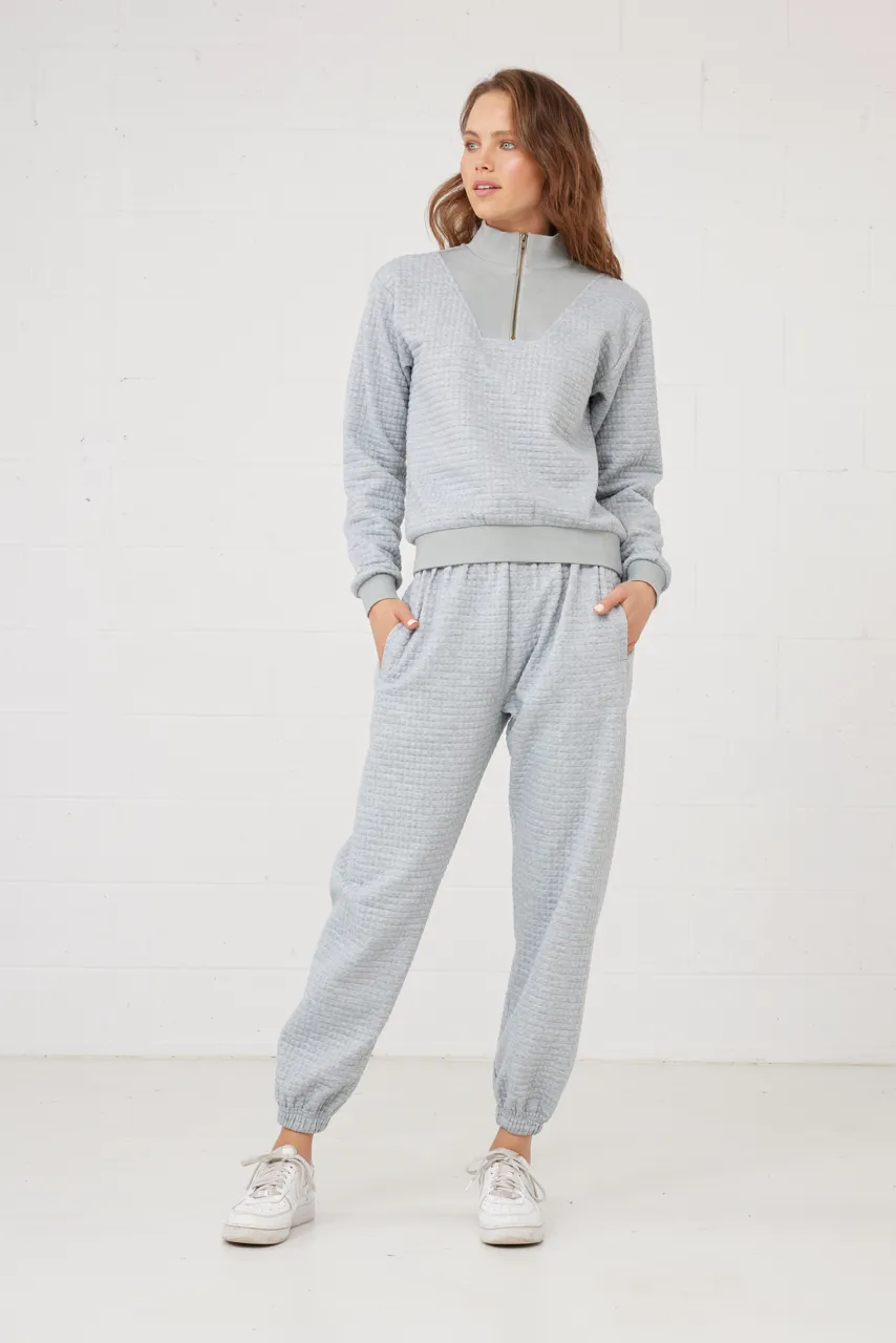 Sierra Track Pants in Grey Marle Quilt