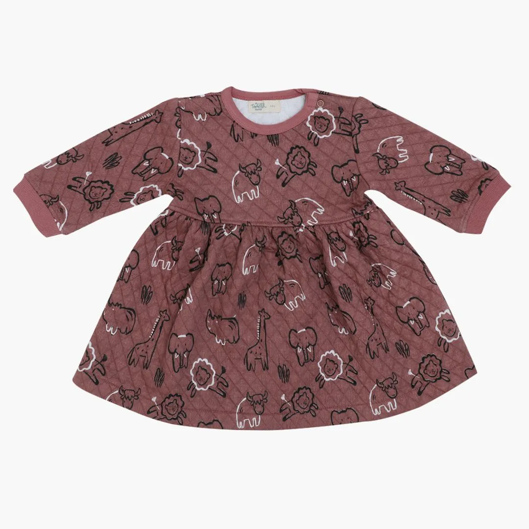 Snuggle Puff - Quilted Full sleeve Frock and pants for girls