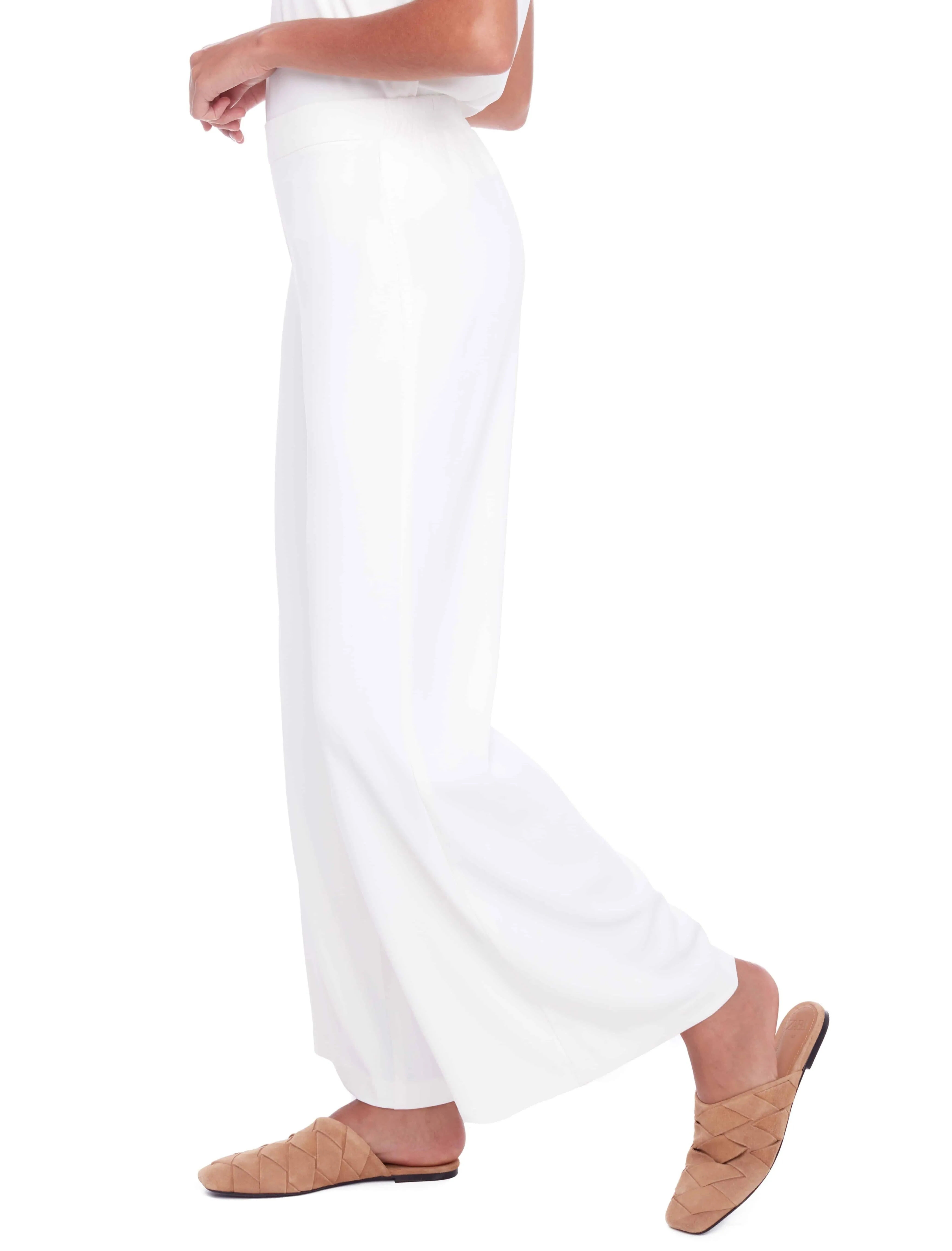 Solid Vegan Silk Wide Leg Pant