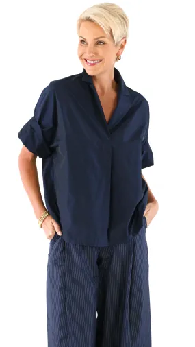 Sporty Crash Blouse - Navy