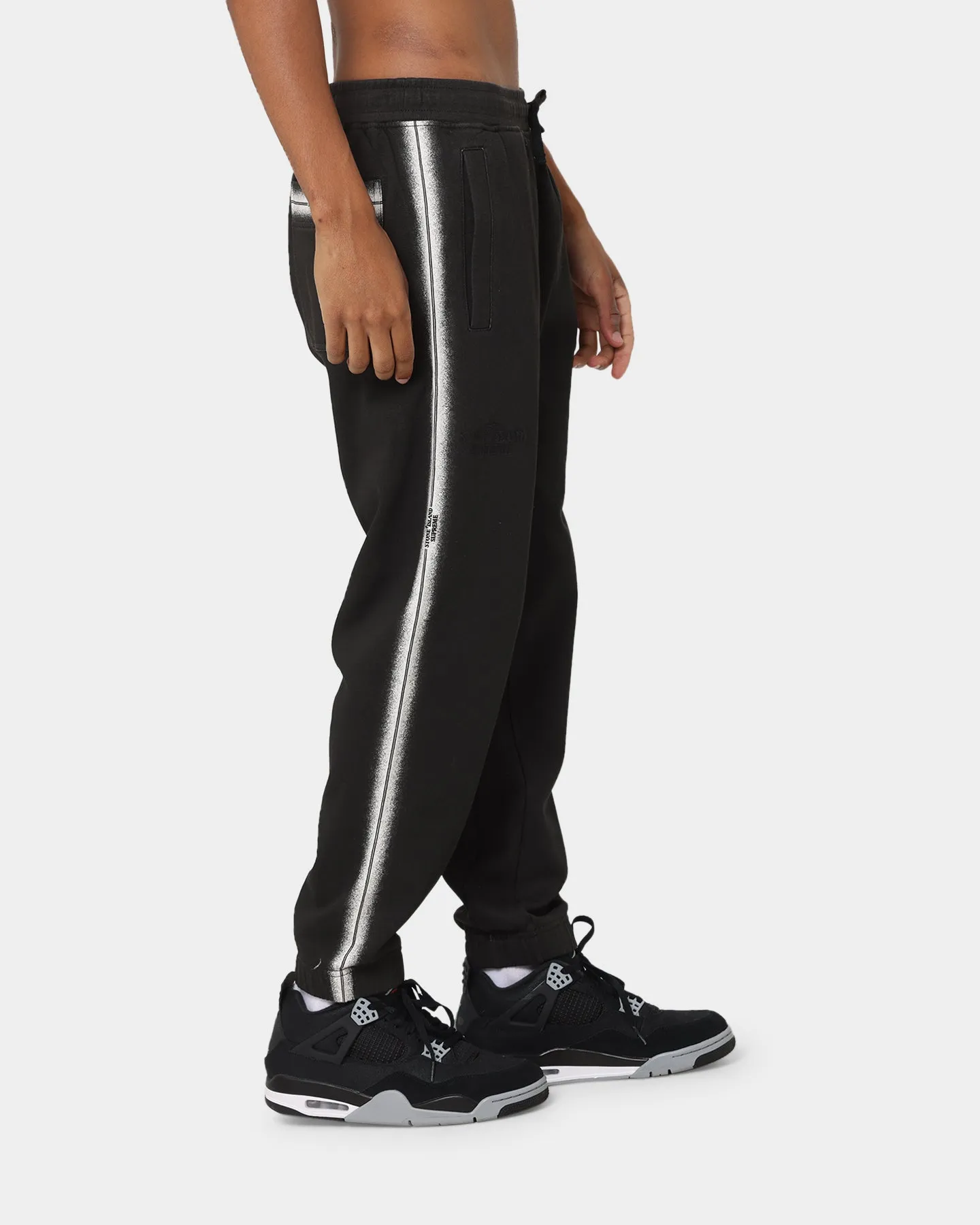 Supreme X Stone Island Stripe Sweatpants Black