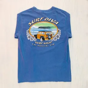 T-SHIRT with SURF DIVA SURF SHOP Woody Wave (blue)