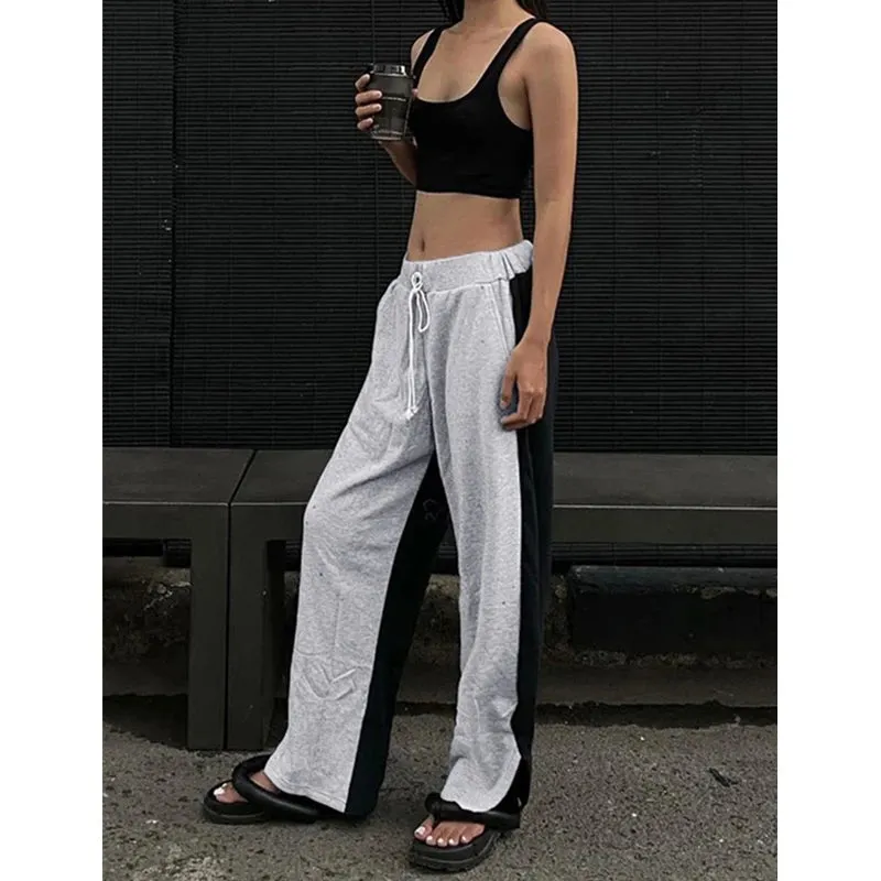 TAVIMART  -  Women Sweatpants Joggers Streetwear y2k 2000s Aesthetic Drawstring High Waist Baggy Trousers Fashion Patchwork Pants