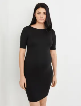 Textured Bodycon Maternity Dress in Core Black