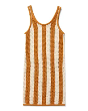 The Malta Crochet Dress - Burnt Sienna Stripe