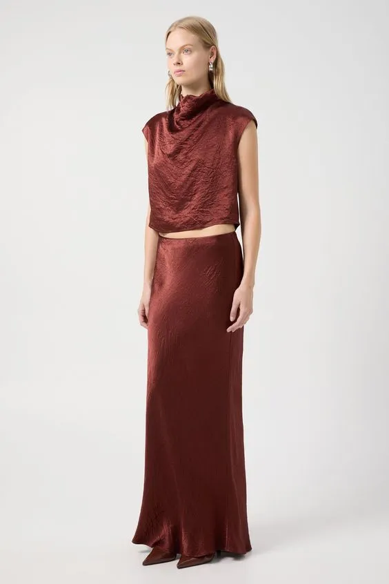 Third Form Crush Bias Maxi Skirt in Shiraz