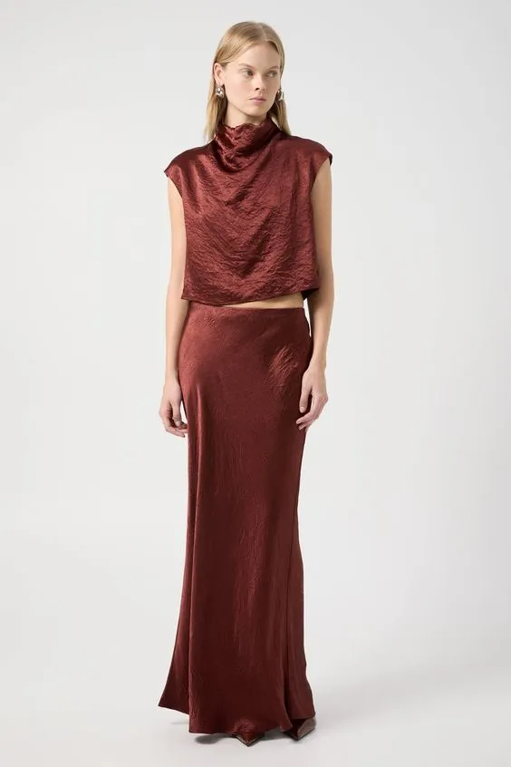 Third Form Crush Bias Maxi Skirt in Shiraz