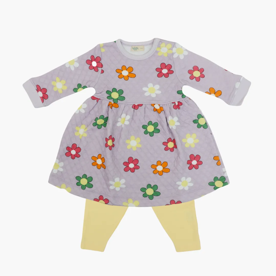 Tiny Tails - Quilted Full sleeve Frock and pants for girls