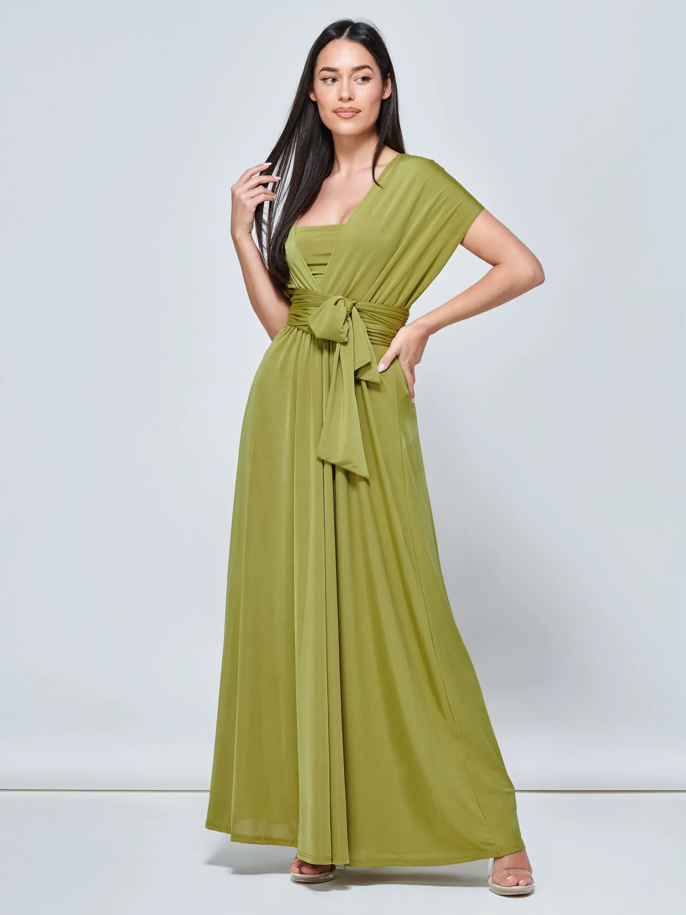 Twist & Tie Multiway Bridesmaid Maxi Dress with Bandeau, Olive Green