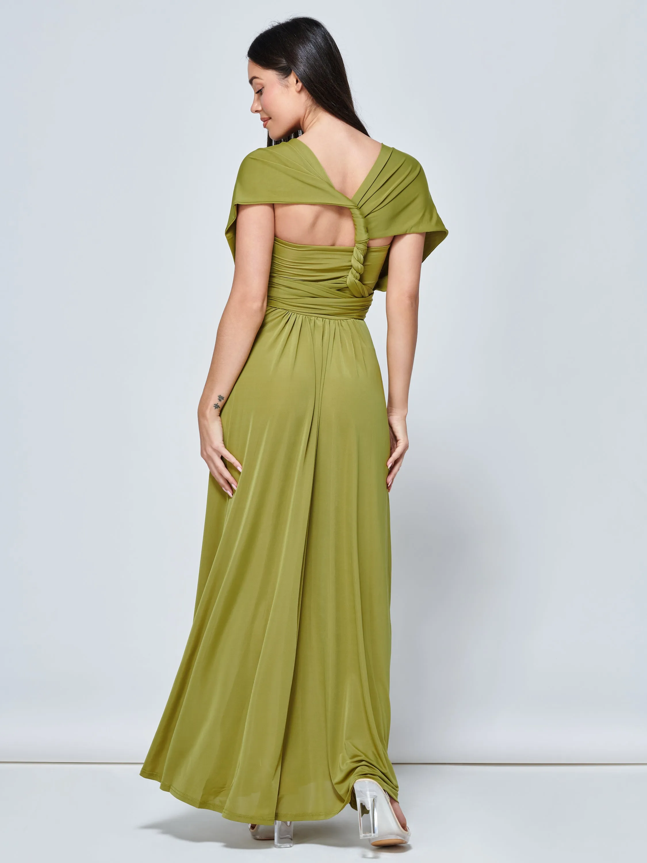 Twist & Tie Multiway Bridesmaid Maxi Dress with Bandeau, Olive Green