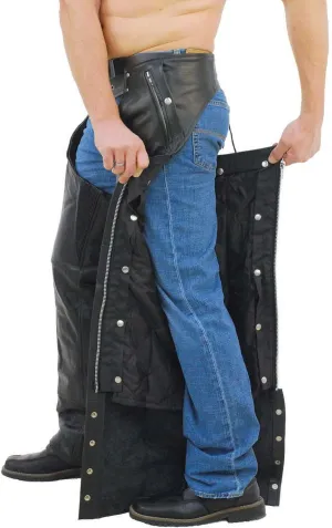 Unisex Premium Leather Chaps w/Snap Out Lining #C5077SPK